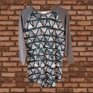 Lularoe Green Black 3/4 Tunic Tee shirt Top Sz L
